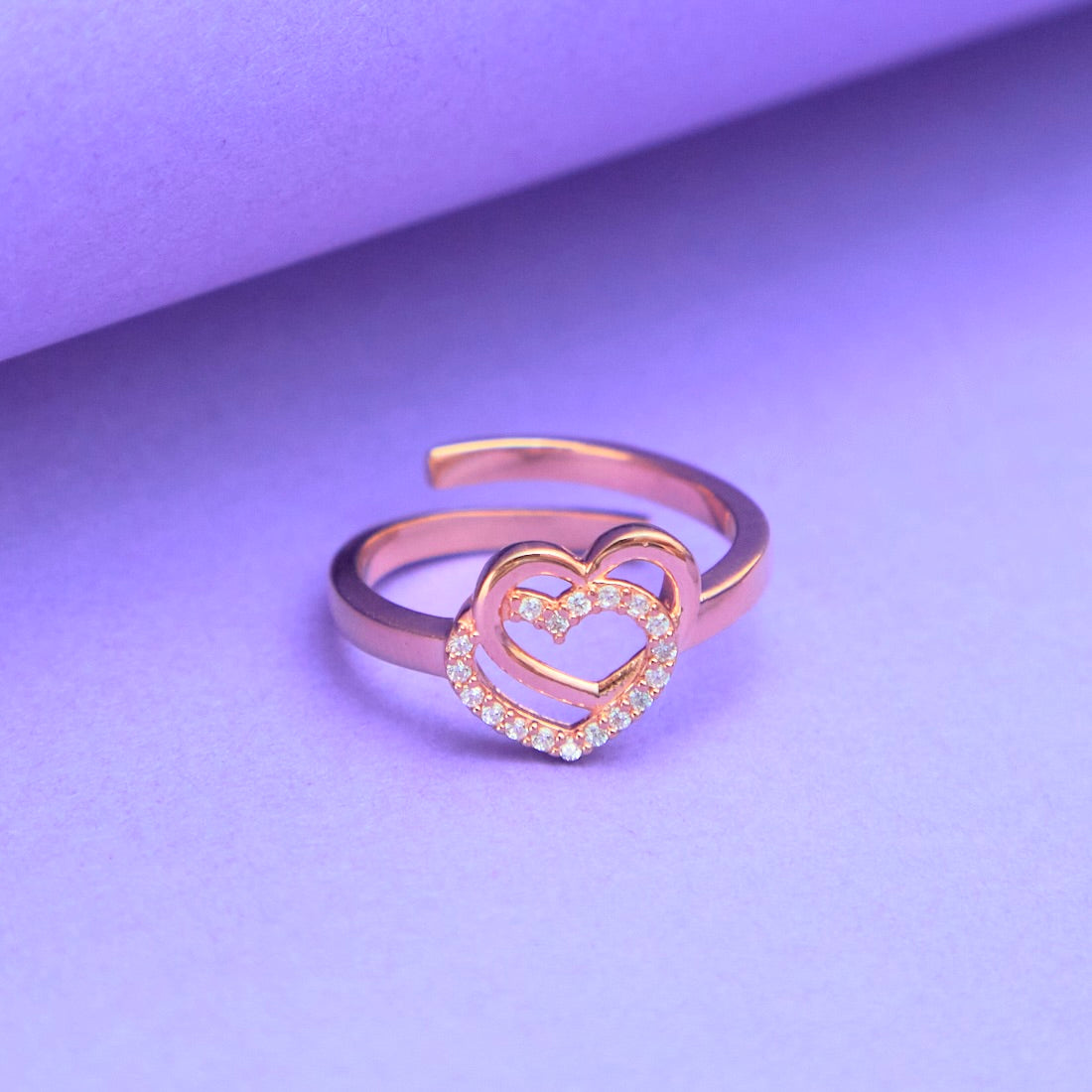 Rose Gold CZ Twin Heart Ring