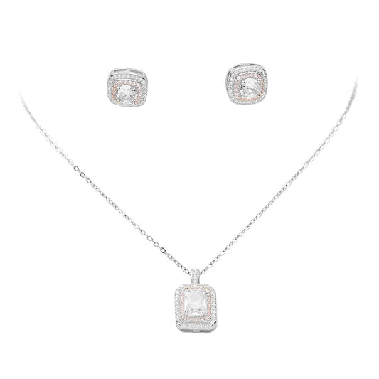 Square Halo Pendant set with Chain