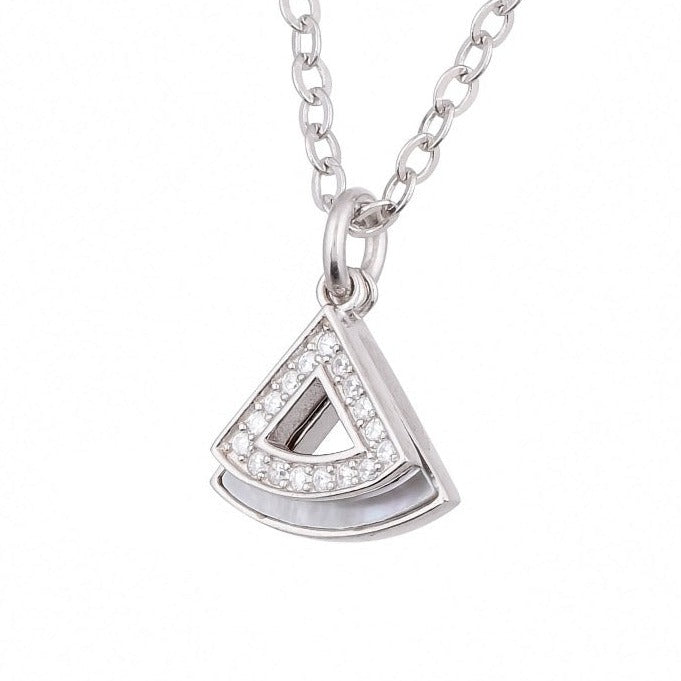 Silver MOP Triangular Necklace