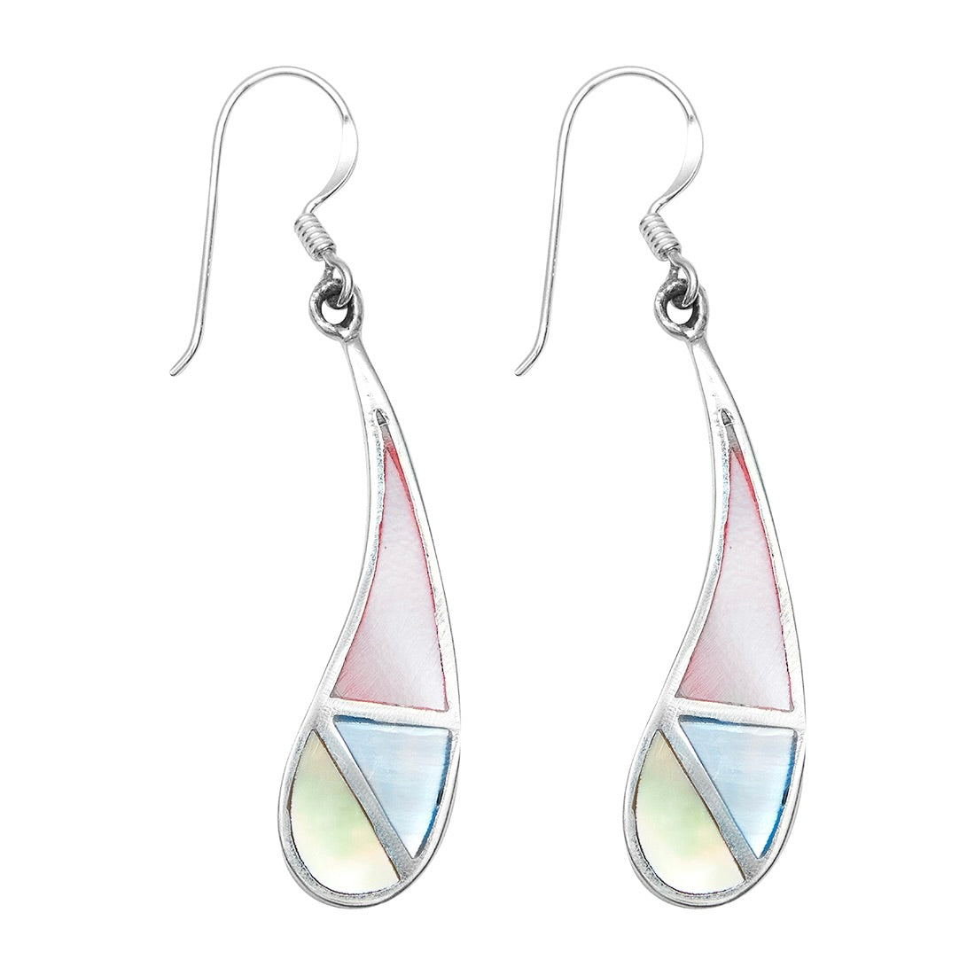 Silver MOP Rainbow Drop Earrings