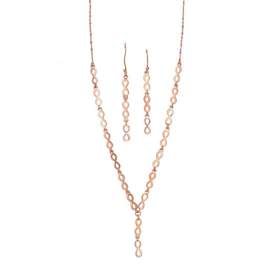 Rose Gold infinity Necklace and Earrings set