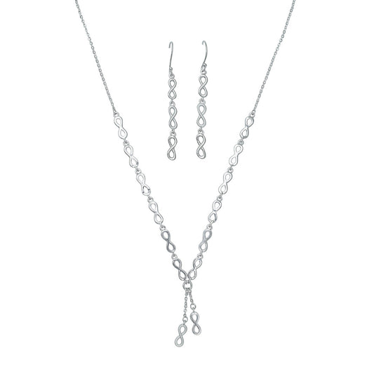 Silver infinity chain and earrings set