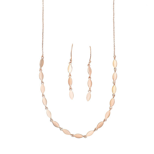 Rose Gold Helix Twisted Chain and Earrings Set
