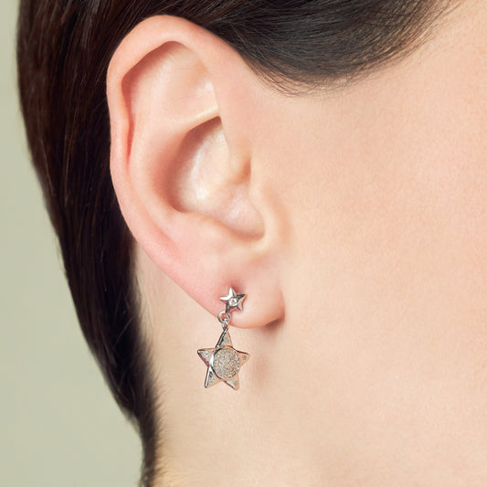 Silver Zircon Celestial Stars Earrings