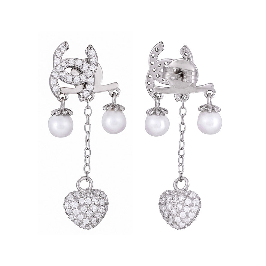 Silver Pearls And Studs 2-in-1 Earrings